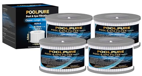 POOLPURE Pack de 4 cartuchos de filtro compatibles con MSpa Whirlpool | Compatible con FD2089 LF90, filtro de repuesto para jacuzzis inflables y spas, apto para modelos a partir de 2020