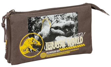 Safta JURASSIC WORLD - Portatodo Triple, Estuche Infantil, Estuche Niño, Ideal para Niños en Edad Escolar, Cómodo y Versátil, Calidad y Resistencia, 22x3x12 cm
