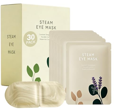 SEESUNO 30 Pack Steam Eye Mask, Disposable Self Heating Eye Mask for Dry Eyes, Puffy Eyes, Dark Circles & Promoting Sleep (Lavender)
