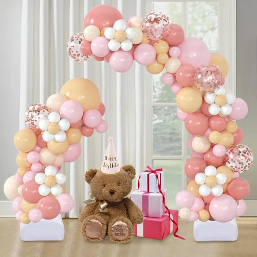 Kit de marco para globos, guirnalda de globos, forma flexible con base de llenado de agua, 2,5 m y 1,5 m, color blanco dorado, para bodas, cumpleaños, fiestas, graduaciones, decoración
