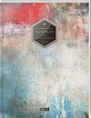 TULPE Liniertes Notizbuch A4 „C027 Urban Classic“ (140+ Seiten, Vintage Softcover, Doppelrand, Seitenzahlen, Register - Dickes Notizheft, Deutschheft, Schreibheft, Schulheft, Tagebuch, Lineatur 27)