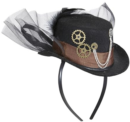 W WIDMANN MILANO Party Fashion - 09645 - Cappello a cilindro steampunk, mini cappello su fascia per capelli, furto vittoriano, copricapo, accessorio, accessorio per costume, festa a tema, carnevale