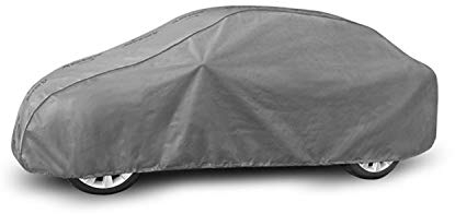 Autoabdeckung Wasserfest & Extrastark Atmungsaktive Autoplane Abdeckplane gegen Regen Schnee Wind UV-Strahlung Laub und anderen Schmutz Autogarage Autohülle Grau, M Sedan L: 380-425cm / H: 126-136cm