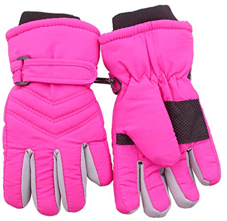 kimmyku Pink Kids Girl Ski Snow Sport Driving Winter Gloves Waterpoof