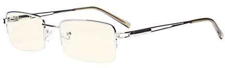 Eyekepper Blaulicht Filter Brille - UV Schutz Computer Lesebrille Damen Herren Halbrand - Silber