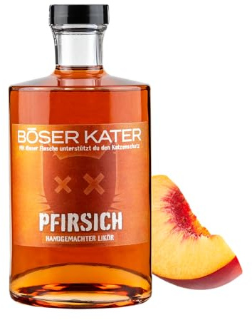 BÖSER KATER Saftiger Pfirsich Weinbergpfirsich Frucht Likör 0,5l | Perfekt als fruchtiger Spritz Aperitif, für den puren Genuss oder spannende Cocktails | Perfekte Geschenkidee 20% Vol.