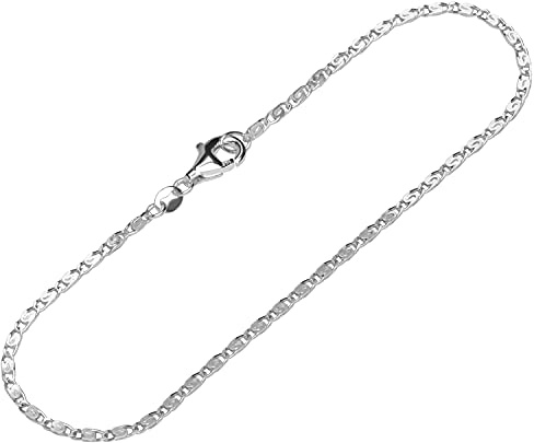 NKlaus Armband 925 Sterling Silber, Panzerkette, diamantiert, 19cm, 1 Stück