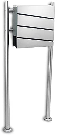 BITUXX Design Standbriefkasten 18394 Briefkasten Briefkastenanlage Freistehender Postkasten mit Zeitungsfach Anthrazit Graphit Edelstahl