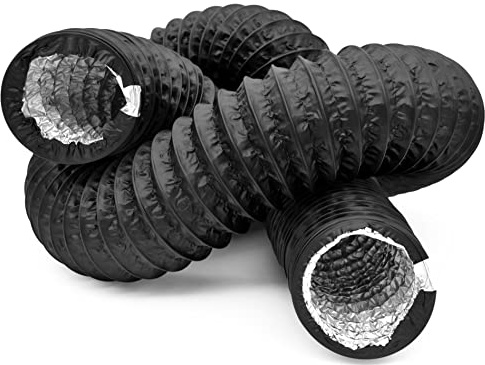 H&C VENT Flexibler Abluftschlauch Lüftungsschlauch - mit Aluminium - Isolierung PVC - Rohr- Flexschlauch - Belüftungsausgang Flexrohr für Klimaanlagen, Wäschetrockner (Schwarz, Ø 100mm / Länge 3M)