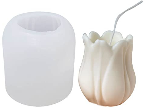TROYSINC Kerzenformen 3D Kerze Silikonform 3D-Tulpen-Lotus-Aromatherapie-Kerzenform,Handgemacht Aromatherapie Kerze Silikonform,3D-Tulpenform für Herstellung von Kerzen, Schokolade, Seife
