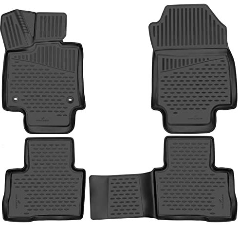 WALSER XTR Gummi Fussmatten Auto für Toyota RAV 4 V 12/2018-Heute, Hybrid, 100% passgenaue Auto Fußmatten, robuste Universal Fußmatte Auto, Gummimatten Auto, Auto Fussmatten Gummi