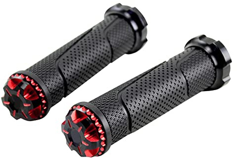 Aluminiumlegierung Motorräder Lenkergriff, Asudaro Universal Motorrad Lenkergriffe Griffe Anti-Rutsch Motorrad Roller Lenkergriffe Griff Lenker Handgriffe Ersatz für Motorrad Fahrrad,rot