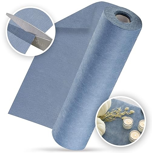 100%Mosel Vlies Tischläufer, in Rauchblau (30 cm x 25 m), dekoratives Tischband, edle Tischdeko für Geburtstage & Hochzeiten, Bunte Dekoration zu besonderen Anlässen