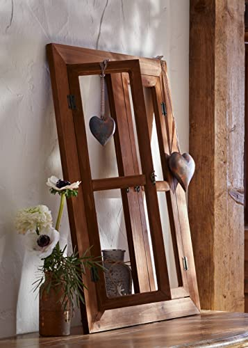 Deko Fenster Nostalgie aus Holz, braun, 57x78 cm, Fensterrahmen mit Flügeln zum Öffnen