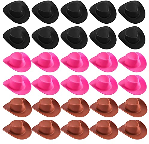 Cayway 30 Pz Mini Sombreros para Casa de Juguetes, Mini Sombreros Copa Decoración de Plástico, Miniatura Sombrero para Accesorios, Fiesta, Vestido de Muñeca, Pastelería, Mini Jardín, 3 Color