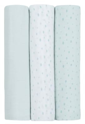Kikkaboo Baby Stoffwindel-Set 100 x 100cm 3-tlg Musselin-Wickelset Schmusetücher, Farbe:blau
