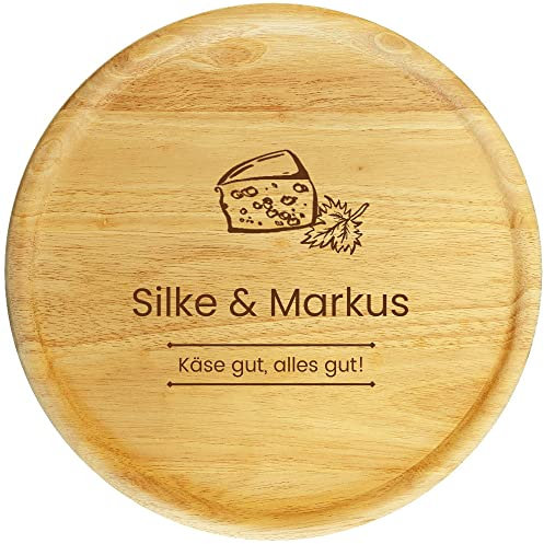 Sterngraf Käse-Platte mit Gravur (Namen) personalisierter Servier-Teller, Holz Käsebrett 32 cm - Geschenk-Idee zum Geburtstag, Weihnachten, als Hochzeitsgeschenk, Spruch Käse MotivS15