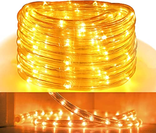 Herrselsam 20M 480 LEDs Lichterschlauch Außen Gelb Lichtschlauch mit Memory-Funktion Lichterkette Aussen 8 Modi Strombetrieben Wasserdicht für Innen Außen Party Hochzeit Weihnachten