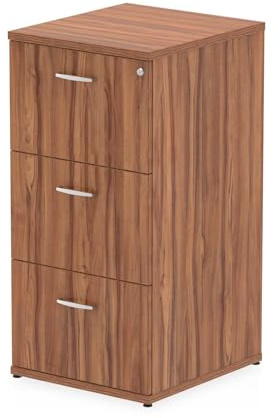 OPO Impulse Freestanding 2/3/4 Drawer Storage Contract Filing Cabinet with Anti-Tilt Mechanism & Lockable Office | Heat Resistant Beech Melamine Finish Walnut 3 Drawer