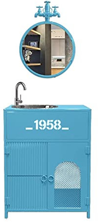 ZARBAILRE Industrielles Waschbecken, Iron Art Badezimmer-waschtisch Im Loft-Stil, Retro-waschbecken und Waschtischunterschrank für Bar Ktv Cyber ​​​​Cafe Industrial Style (M)