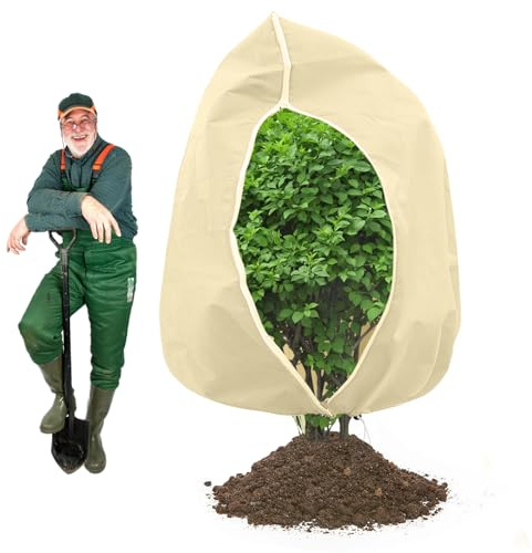 TOFFCAEA 190x220cm Winterschutz für Pflanzen, 80 g/m² Frostschutz Kälteschutz Pflanzenschutzsack, mit Reißverschluss und Zugband, Atmungsaktiv, Reißfest,für Baum Palmen (190x220cm, 1 Stück)
