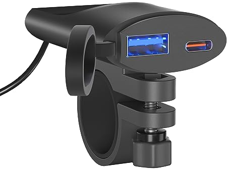 Kriogor Ultra Sottile QC3.0 USB C per Auto, con Funzione di Spegnimento Intelligente, 12V/24V Impermeabile per SUV Marine Motorcycle Camper