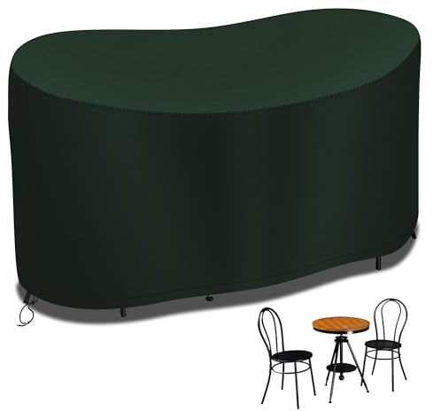 RICHIE Small Bistro Set Cover, 146 * 70 * 80cm Waterproof Outdoor Garden Patio Furniture Set Cover, 600D Oxford Fabric Outdoor Bistro Table Cover, Windproof Anti-UV Patio Table Set Cover-Green