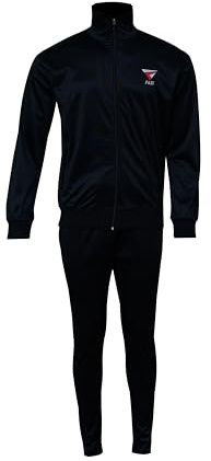 Fadi Sports Men's Full Zip Tracksuit, 2-Piece Sweatsuit for Jogging, Sports, Zipper Pockets, Ideal for Active and Casual Wear (US, Alpha, Medium, Regular, Regular, Black)