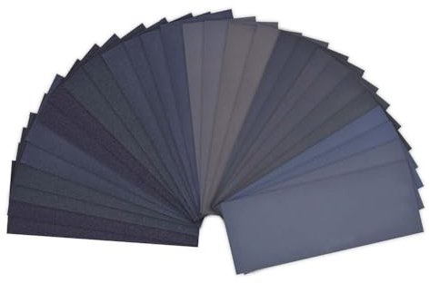 108 hojas de papel de lija de grano 60 a 3000, gama de papel de lija resistente a desgarros para pulir madera, plástico y metal (14 x 5,5 cm)