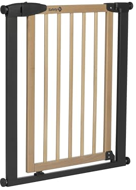 Safety 1st Simply Close Wood and Metal, Baby Stair Gate Pressure Fit, 73–80cm (max. 94cm), No-Screw Installation (No Drilling), One-Hand Opening, Double Lock System, Baby Safety Gate, Wood & Graphite