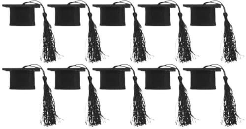 PRETYZOOM 12 Stück Kleiner Absolventenhut Dekoration in Schwarz aus Vliesstoff mit Quaste für Getränkeflaschen Abschlussstimmung für Graduationsparty und Alltag