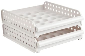 GOOHOCHY Huevera Apilable de Plástico de Color de 2 Capas 30 Compartimentos para Huevos, Organizador para Nevera y Refrigerador, Bandeja para Almacenamiento Seguro y Ahorro de Espacio