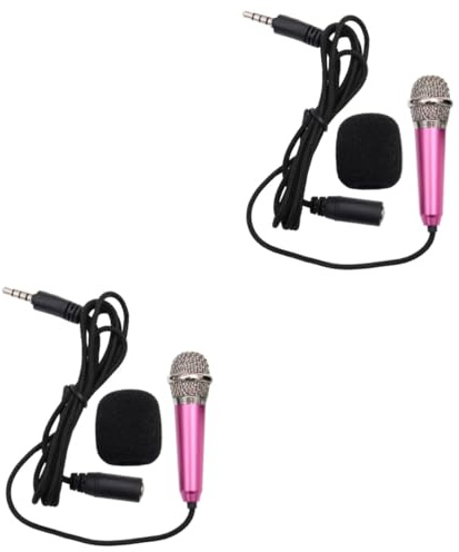 ifundom 2piezas Mini Micrófono Inalámbrico Portátil para Teléfonos y Ordenadores Artefacto k Song Sonido Dinámico Color Rosa para Karaoke y Grabación De Voz