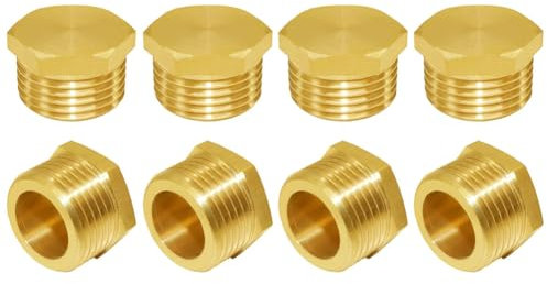 Joywayus Enchufe de latón macho de 3/4 pulgadas GHT, Adaptador para Manguera de Jardín (paquete de 8)