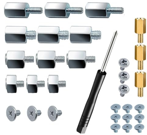 Nivithi Lot de 34 vis M.2 pour SSD - Vis M2 pour carte mère ASUS Gigabyte ASRock - Vis SSD M2 - Pour électronique, ordinateur, tournevis inclus
