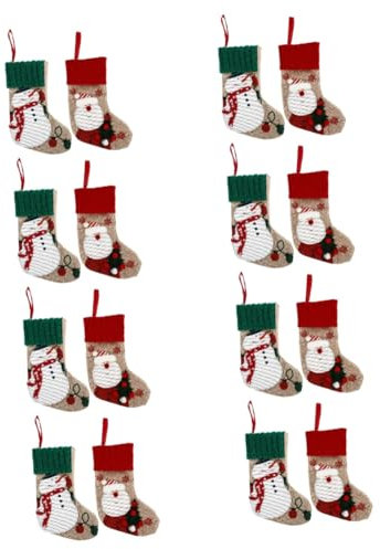 OUNONA 16stücke Sockenbeutel Mit Cartoon-Muster Dekorative Hängedekoration Für Weihnachten Kleine Geschenkbeutel Für Süßigkeiten Und Für Festliche Anlässe