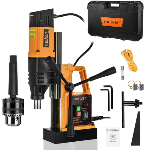 MELVER Magnetische Bohrgewindeschneidmaschine 1880 W FI50 MK2 2-Gang-Magnet mit MK2/MT2 Morsekegel und Stufenloser Geschwindigkeitsregulierung