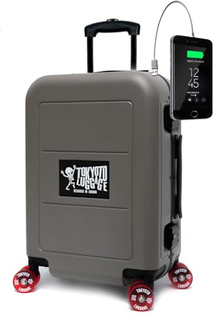 Kabinengepäck Skate-Rollen 55x40x20 Green Nagoya USB Skateboard Leicht 360 | Kabinengepäck mit leisen Skate-Rollen 360°; robustes deutsches Polycarbonat, leicht, mit USB-Anschluss