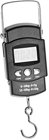 Cabilock Elektronische Angelwaage 50 Kg Federwaage Mit Edelstahlgriff Und LCD Hintergrundbeleuchtung Für Angeln Reise Camping Portabel Einstellbare Einheiten Lb/oz/jin/kg