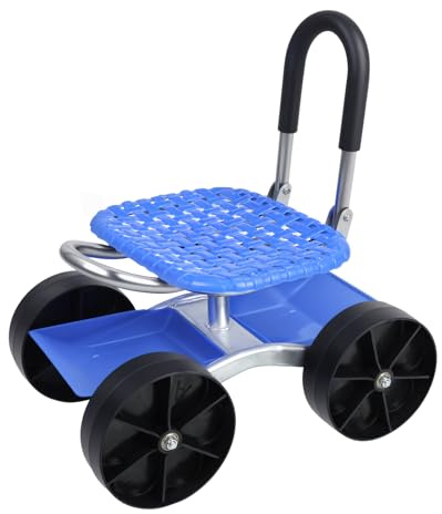 Bidbory Garden Chair On Wheels, Rolling Garden Seat Rolling Work Seat With Wheels for Yard, Lawns