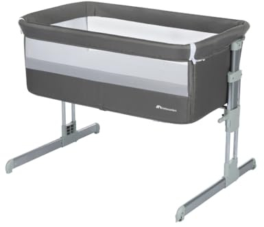 Bebeconfort Calidoo, Beistellbett und Babywiege, 2-in-1, 0-6 Monate (0-9 kg), Beistellwiege, neigbar, 5 Höhen, große gepolsterte Matratze, Seiten aus Netzstoff, Seite leicht faltbar, Tinted Gray