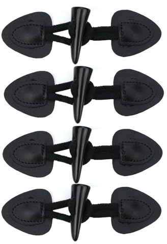 4 Paar Leder Knebelknöpfe mit Verschluss - Schwarze Vintage Knebelknöpfe für Mäntel, Jacken, DIY Näharbeiten & Handwerksprojekte - Dekorative Knöpfe für Kleidung und Accessoires