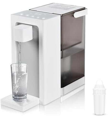 SZPLLZY Dispensador de Agua Caliente instantáneo con Filtro, Sistema de filtrado de Agua de encimera de 2200 W con Tanque de Agua supergrande de 3 l y diseño de luz Nocturna, para hogares, Blanco, A