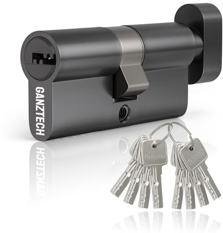 GANZTECH 45T/45(90mm)cerradura de barril de puerta de níquel,llave con llave con 8 llaves de hoyuelos horizontales,cerradura de cilindro europeo de Aleación de aluminio,Para Puertas compuestas y UPVC