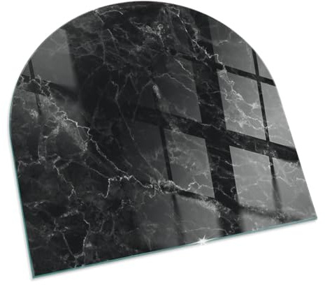 Kaminbodenplatte für Kaminofen 100x100 cm Elegantes Design Stilvollem Motiv Hartglas Glasboden Dekorative Glasbodenplatte Halbrund Schutzplatte Hitzeschutz - Elegantes Marmormuster