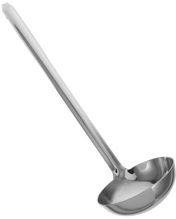 Stainless Steel Soup Ladle with Hook Long Handle Kitchen Spoon for Serving Soups Porridge Hot Pots Versatile Tool for Home and Restaurant Use