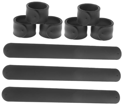 WOONEKY 12 Stück Schwarze Silikon Klatscharmbänder zum Gestalten für Kinder | Selbstgemacht Blanke Oberfläche, Partygeschenke für Feier und Mitgebsel, Schnapparmband Einhorn