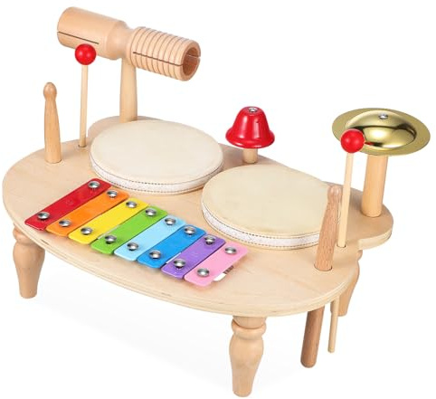 Hemobllo Tamburello Rullante e Xilofono per Adulti Percussioni Artigianali Sicure e Versatili per Creazioni Musicali Personalizzate