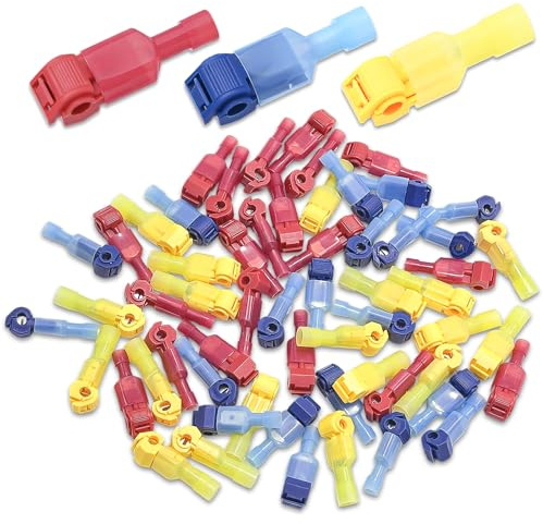 Leyrens 120 Stück T abzweigverbinder set, Kabelabzweiger quickverbinder, Schnellabzweiger klemmverbinder kabelstecker, quetschverbinder, für autoverkabelung, elektroverkabelung, DIY-verkabelung
