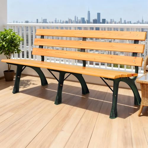 Générique Banc De Jardin 2 Places Banquette Extérieur en Bois Banc De Parc Résistant Aux Intempéries 120/150/180cm Mobilier pour Amenagement Balcon Terrasse Veranda Pergola(150cm)